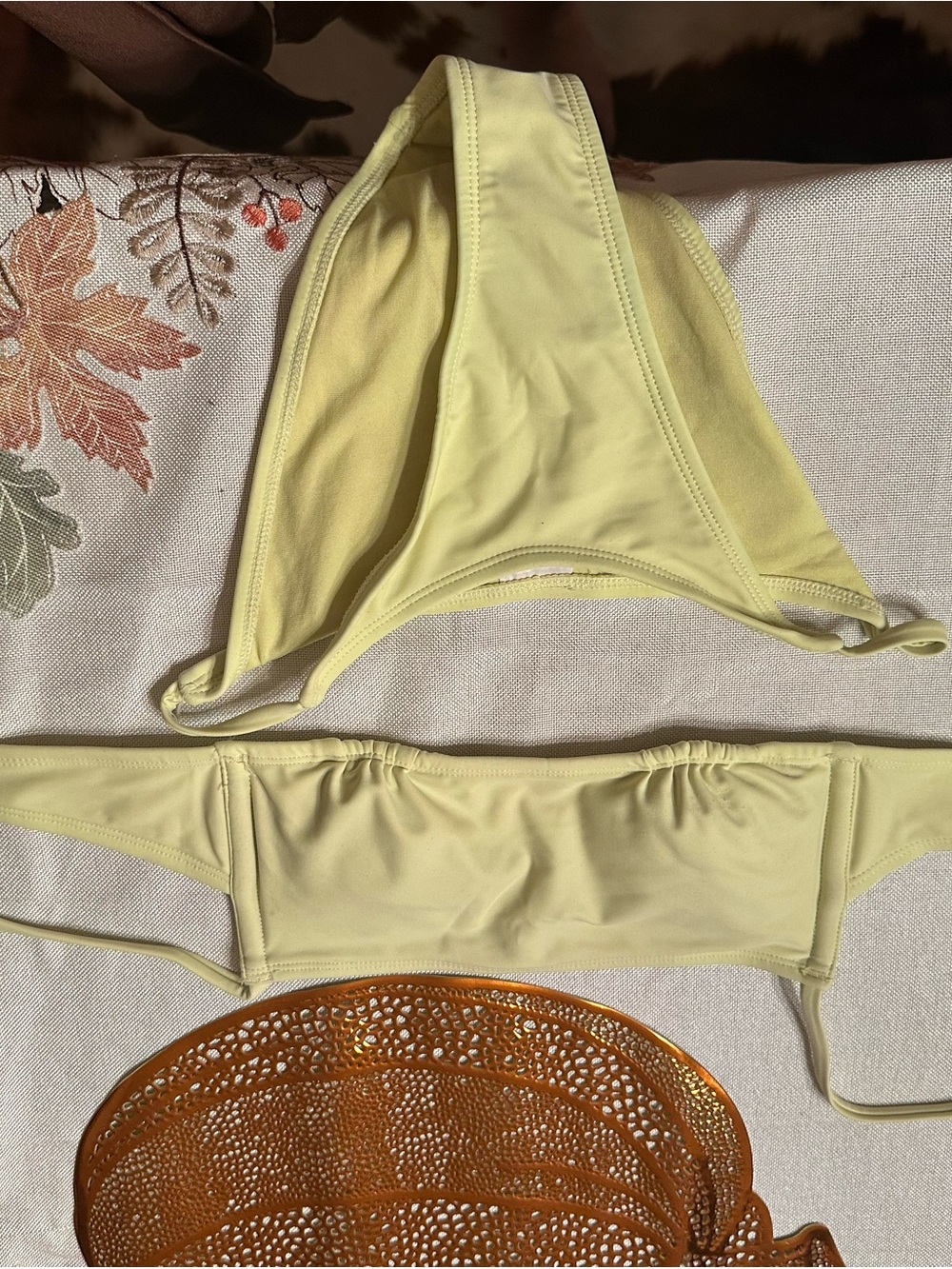 Xhilaration Pale Yellow Bikini Bandeau Top and Bottom